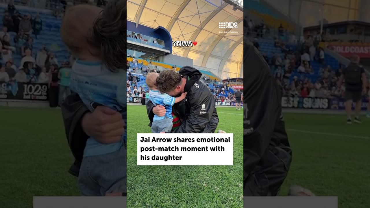 Jai Arrow shares emotional post-match moment with his daughter | nine.com.au