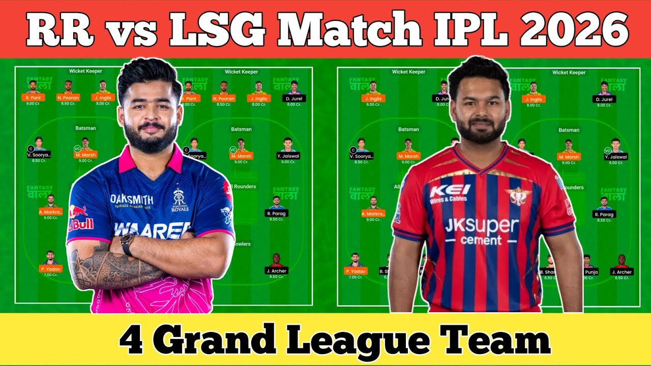 RR vs LSG Dream11 Prediction | Rajasthan vs Lucknow IPL 2026 | RR vs LSG Today Match Prediction