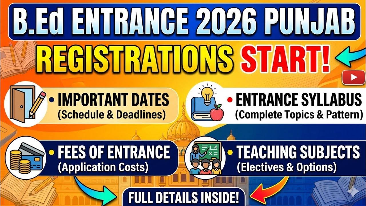 Punjab B.Ed Entrance Exam 2026 | Complete Details: Registration, Syllabus, Dates & Fees 