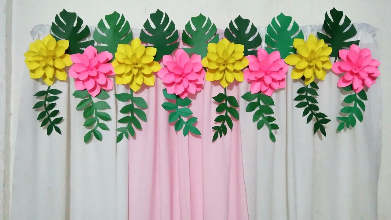 Easy Paper Flower Birthday Backdrop for girls
