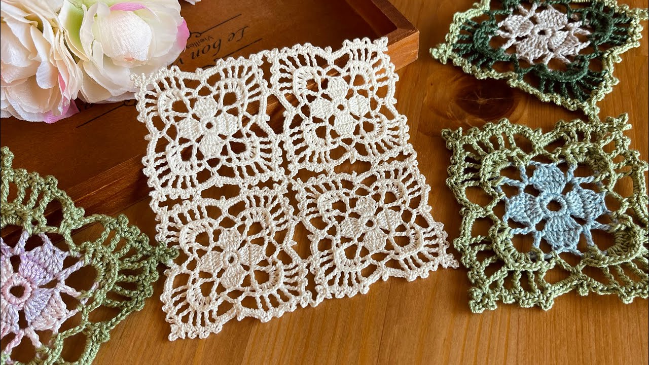 【編み図付き】アジサイのモチーフ繋ぎの編み方｜How to crochet motif hydrangea(Pattern)