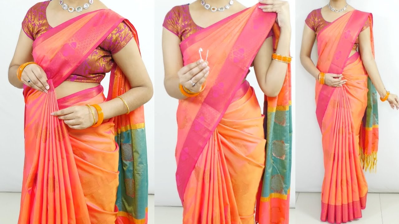 Beautiful Cotton Saree Draping Trick Easiest Way for Beginners | No-Fuss Saree Draping Look Slime