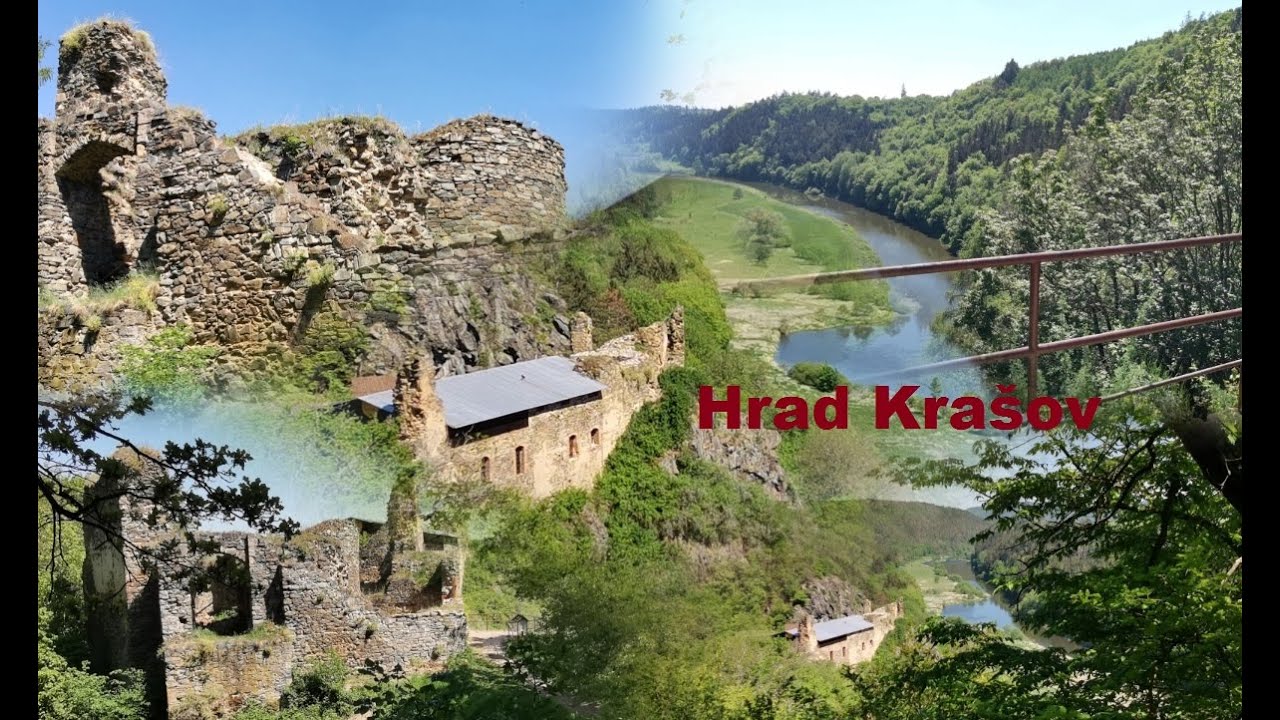Hrad Krašov,  malebná zřícenina hradu nad meandrem Berounky