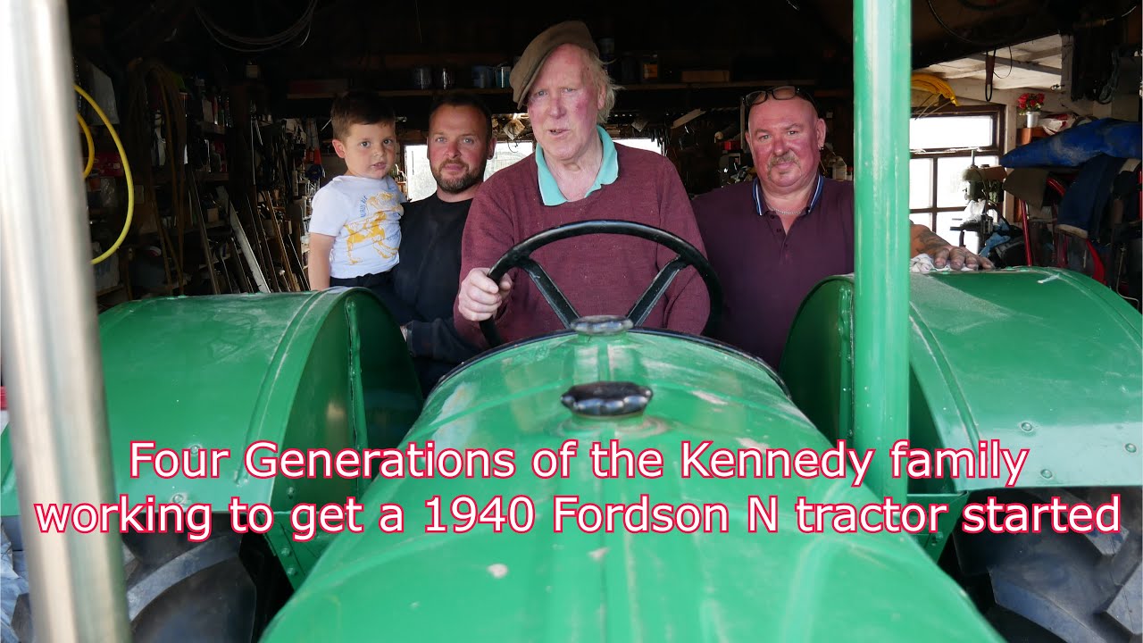 Four Generations of the Kennedy family working to get a 1940 Fordson N tractor started
