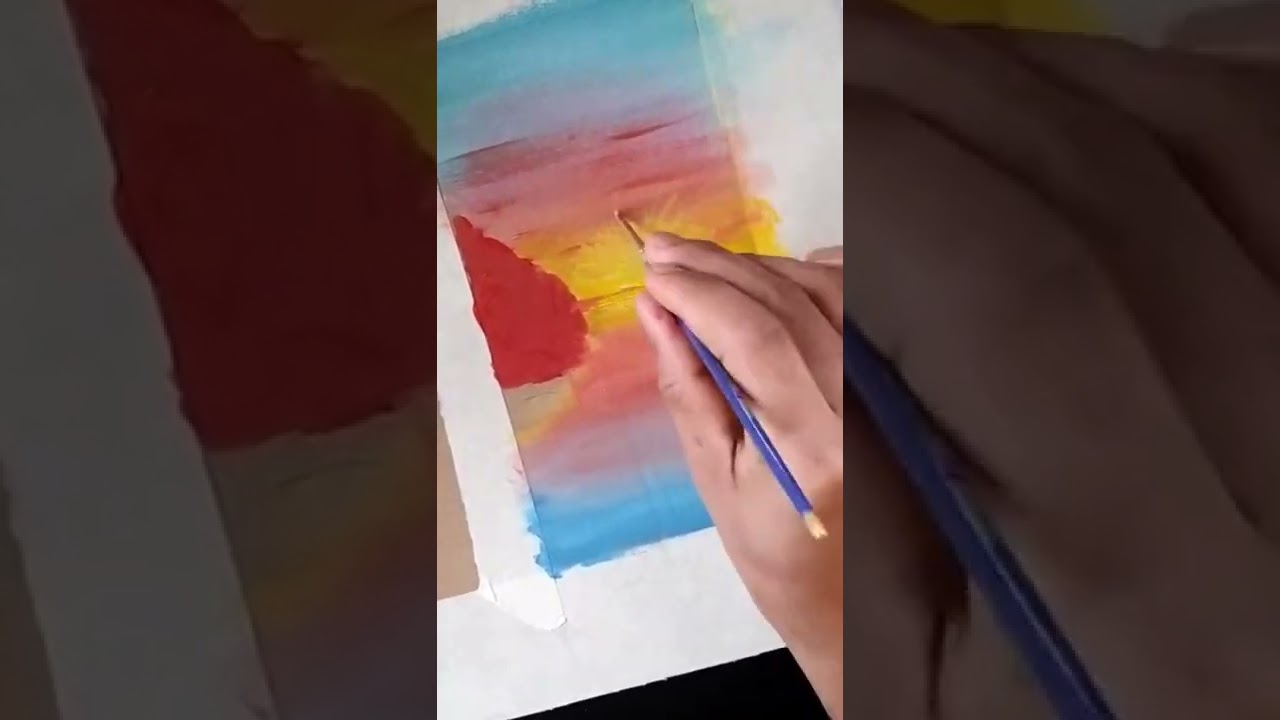 SUNRISE Painting Easy SUNRISE painting easy for beginners| Acrylic Painting  SUNRISE|#Sunrise#short