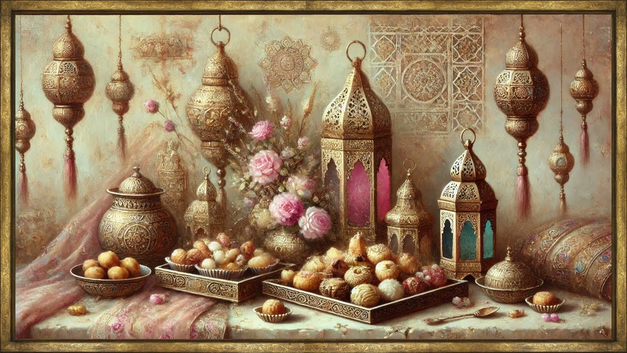 Vintage Eid & Ramadan Lanterns | Gold Frame TV Art Screensavers | 2 Hrs | 4 Oil Paintings