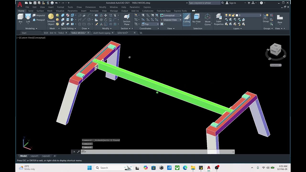 Học AutoCAD 3D nội Thất | Bài 16 Hướng Dẫn Vẽ Bàn Gỗ 4 Chân Trong AutoCAD 3D Từng Bước | Kieu Phuong