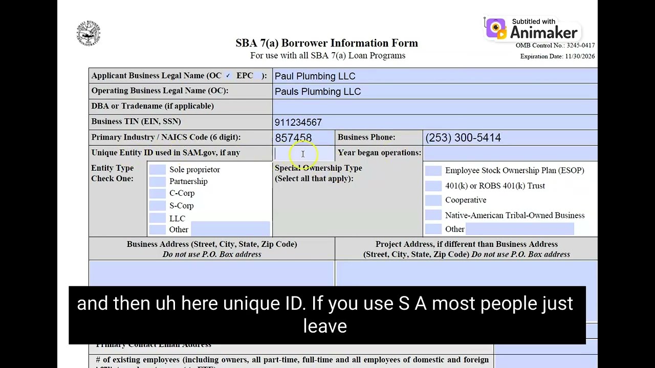 SBA Form 1919 (2024)
