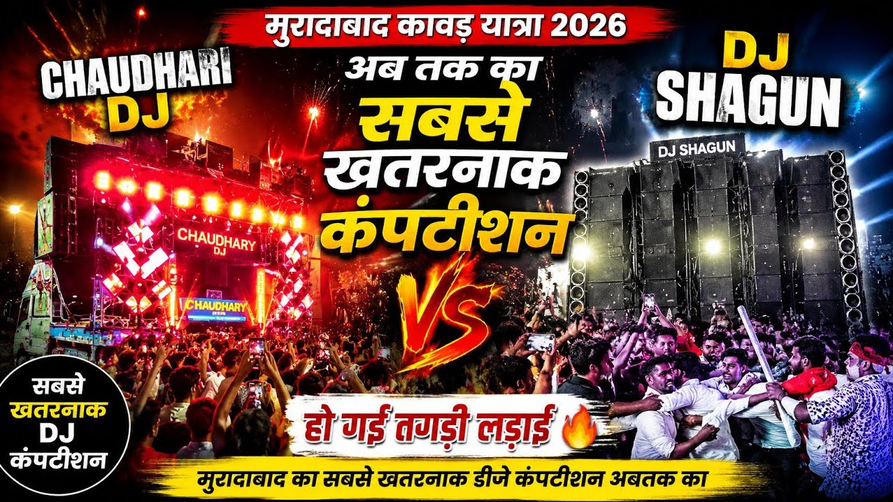 Chaudhari DJ VS Shagun DJ सबसे खतरनाक DJ Competition 🔥 । मुरादाबाद कावड़ यात्रा2026 