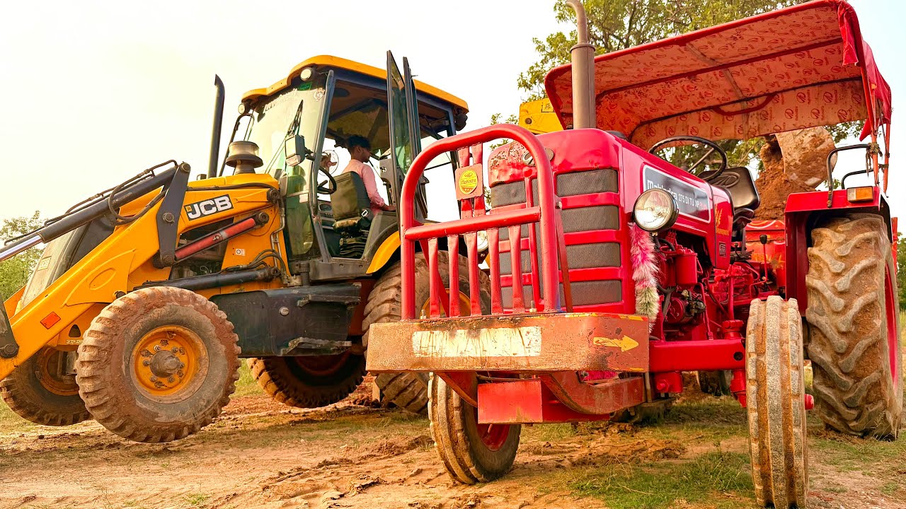 JCB 3dx Xpert Loading Mud in Tractor | Mahindra 275 Di | Jcb Video #jcb #tractor