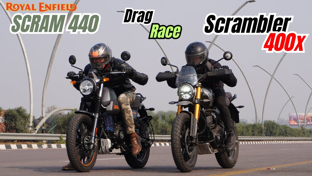 Royal Enfield Scram 440 vs Triumph Scrambler 400X Drag Race