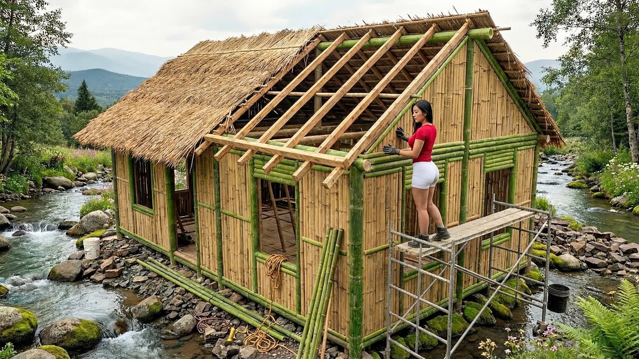 FULL VIDEO: Talented Young Woman Builds Dream Bamboo Villa in Just 90 Days