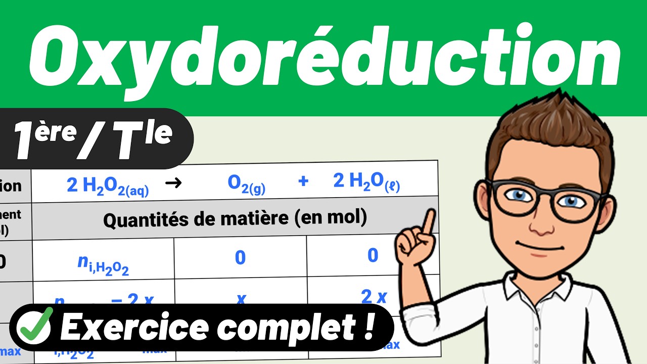 OXYDORÉDUCTION 💚 Tableau d'avancement 💪 Exercice de révision ✅ 1ère | Tle spécialité