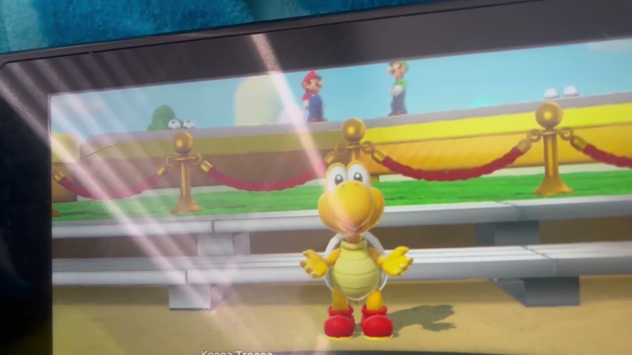 Mario Luigi wave at peach then turn back start laugh