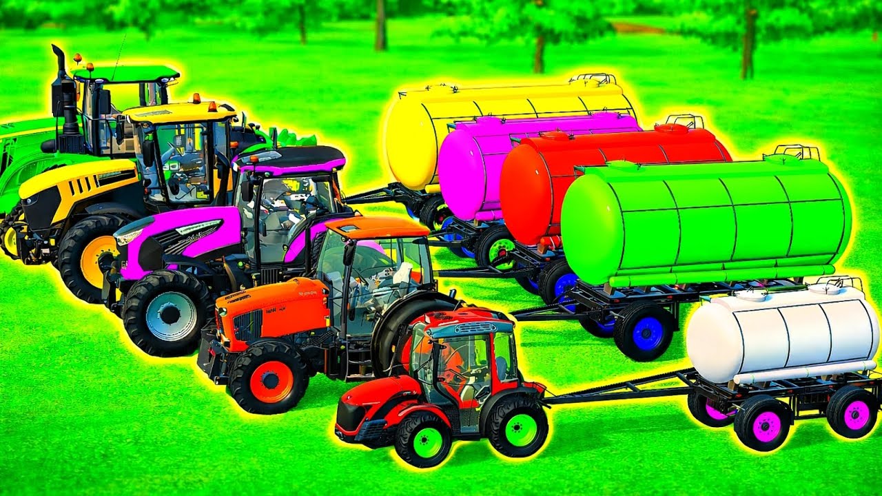 Mini To HUGE Tractors AND TANKERS VS Very HARD PARKOUR | Farming Simulator 22