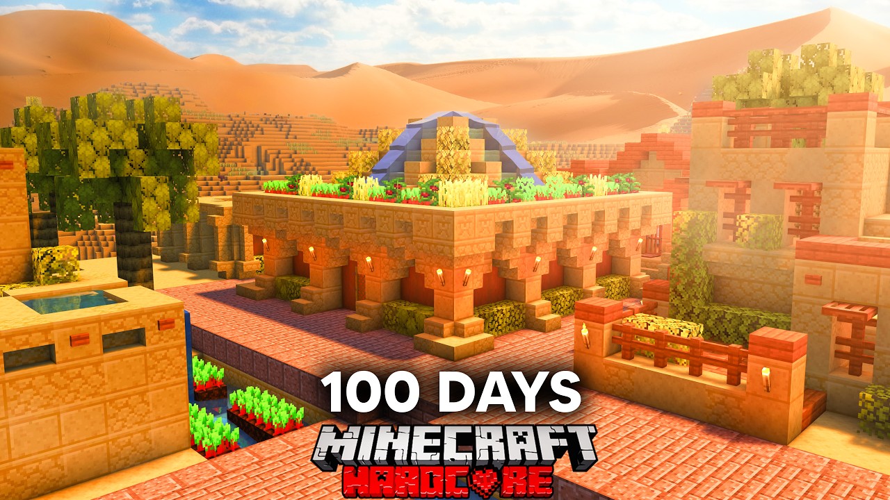 I Survived 100 Days In a Desert In Realistic Hardcore Minecraft.