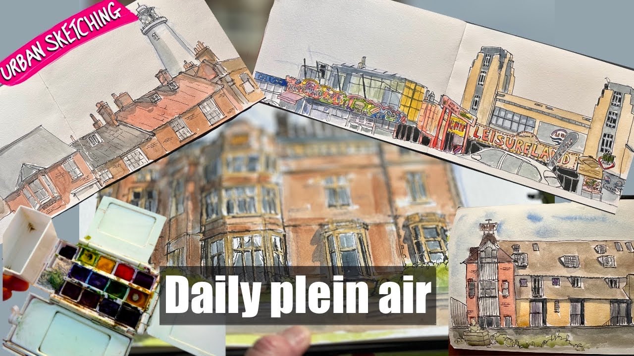 Urban sketching with watercolour and pen | #PleinAirpril Week 3 | painting and drawing en plein air