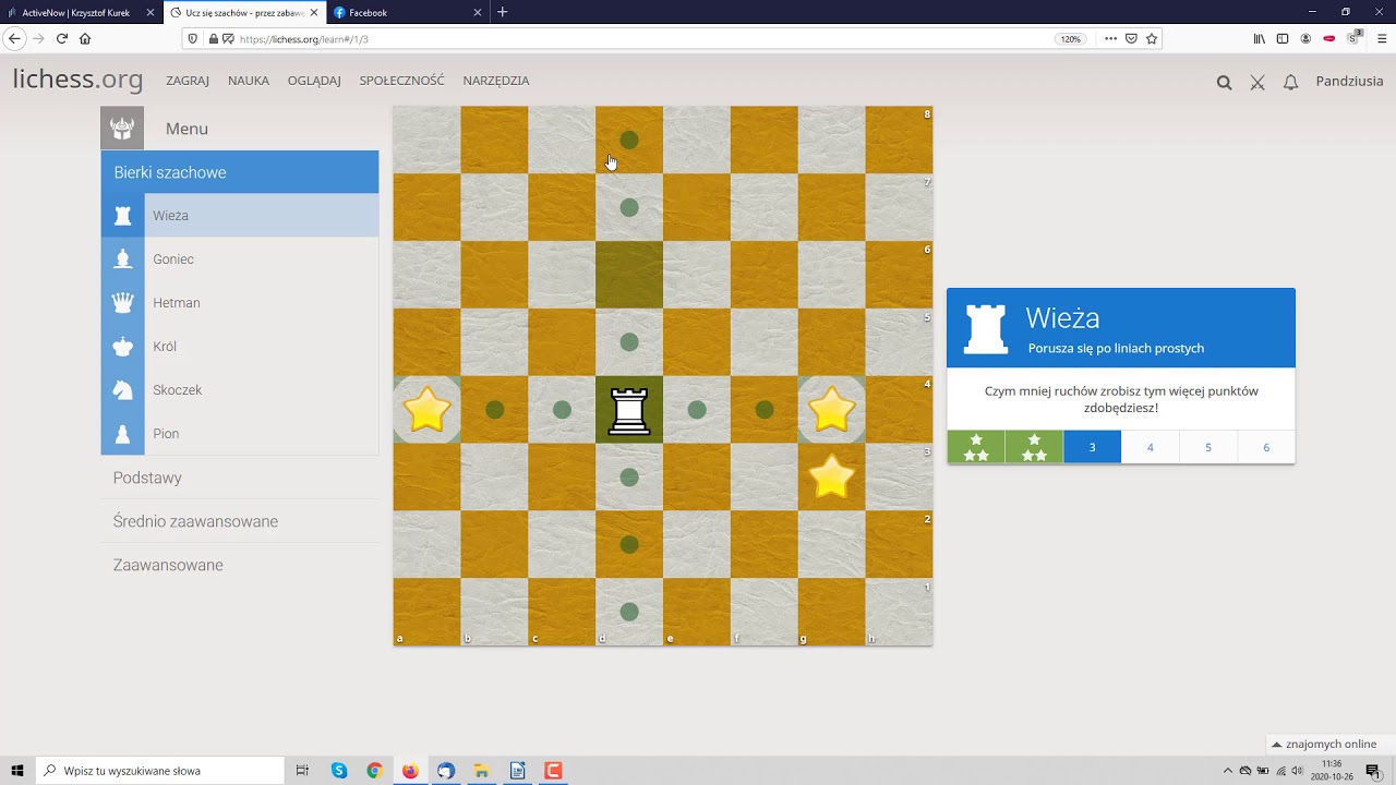 Lichess org - pierwsze logowanie