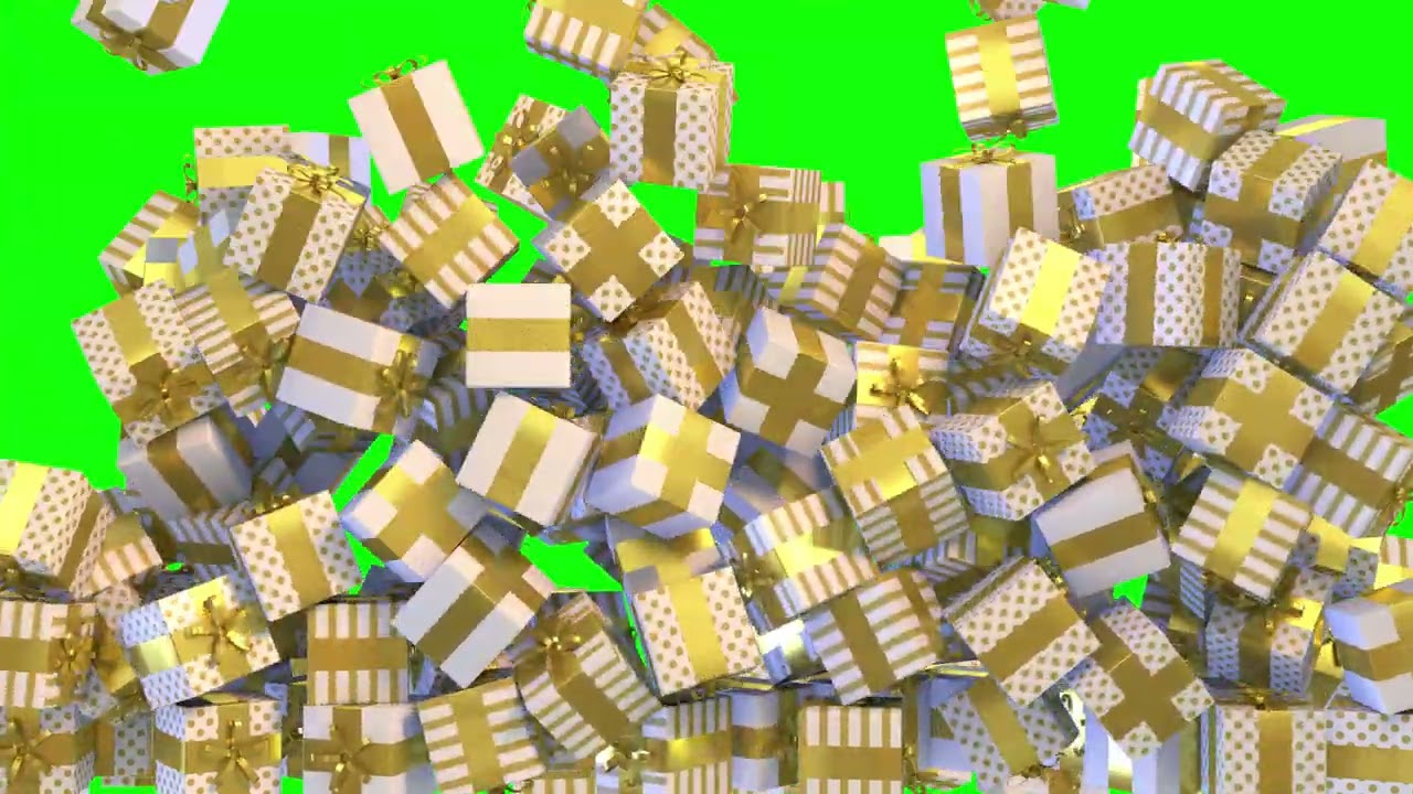 Gifts falling green screen Christmas overlay