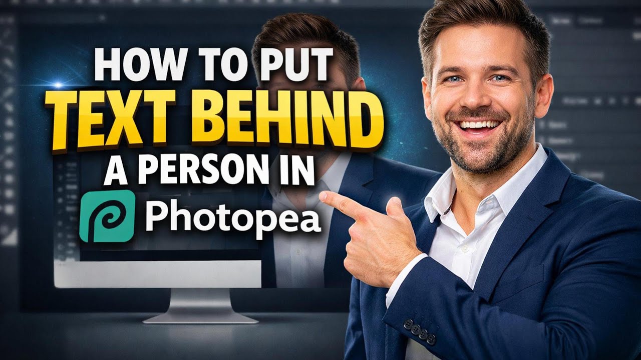 Как добавить текст за человеком в Photopea (пошаговая инструкция)