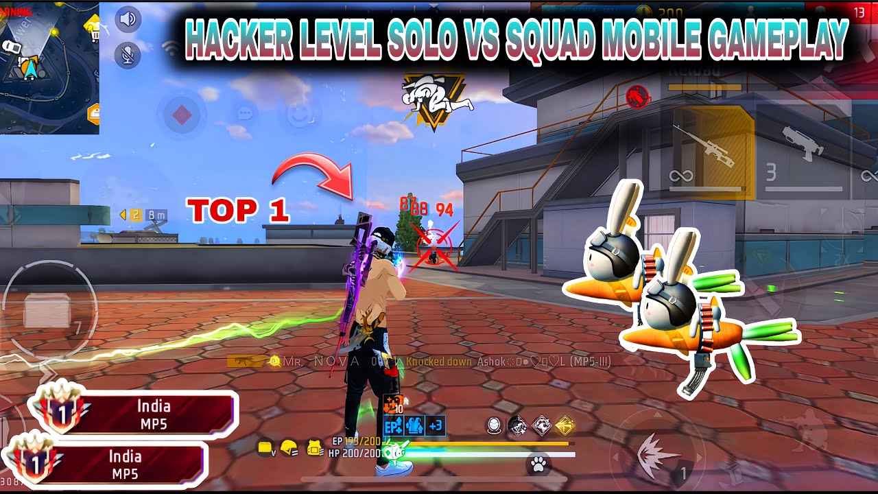 HACKER LEVEL! SOLO VS SQUAD GAMEPLAY | GARENA FREE FIRE 
