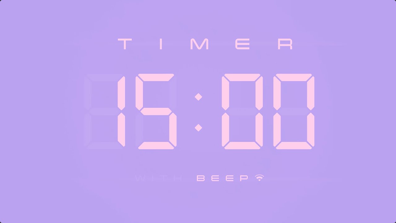 15 Minute Digital Countdown Timer with Simple Beeps 💕💜