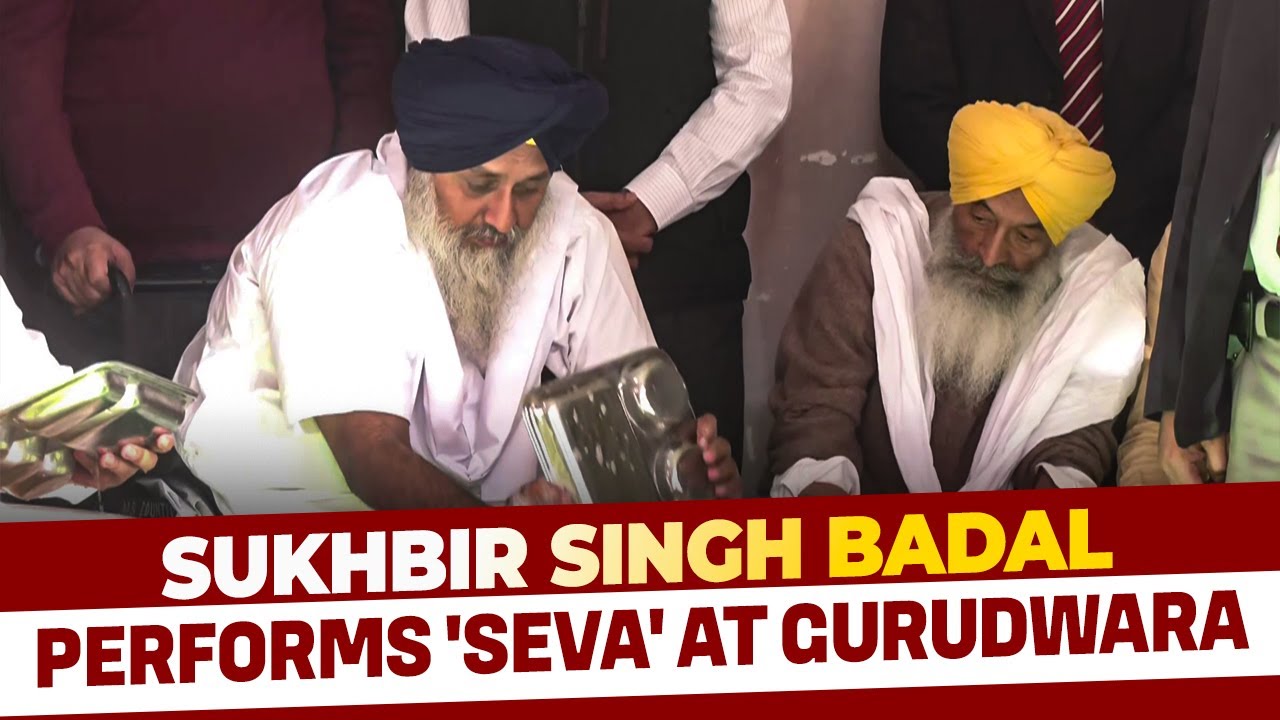Shiromani Akali Dal leader Sukhbir Singh Badal performs 'seva' at Gurudwara Shri Fatehgarh Sahib.