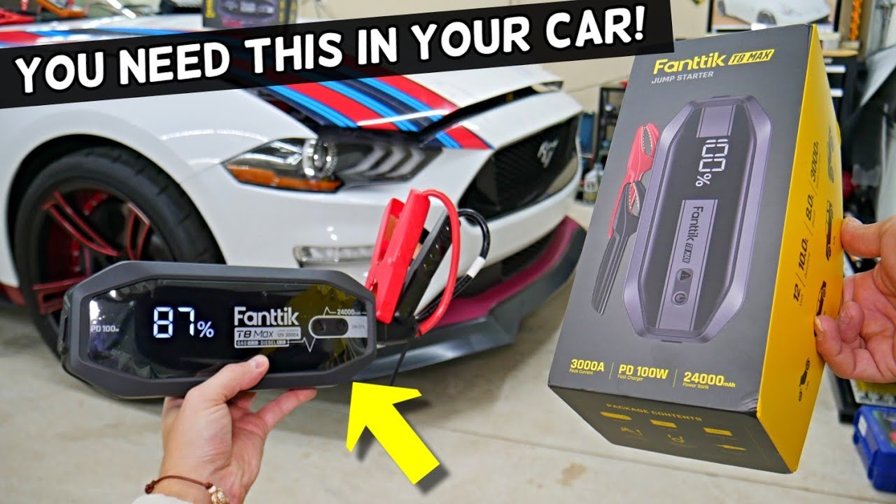 Fanttik T8 MAX 3000 Amp Jump Starter, 24000mAh Jumpstarter 10.0L Gasoline and 8.0L Diesel Engines