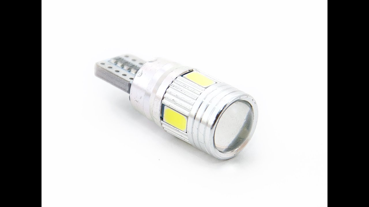 Светодиод 12v T10 6SMD 5630 обманка, линза, белый