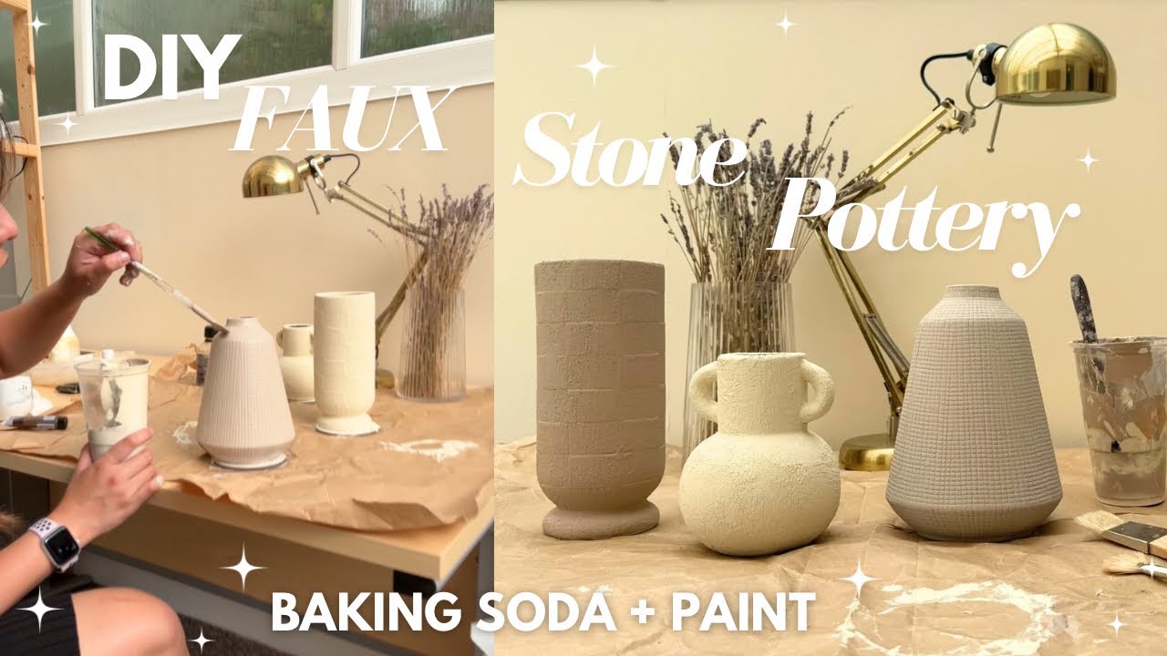 faux stone pottery&nbsp; tutorial &bull; easy home decor [diy]