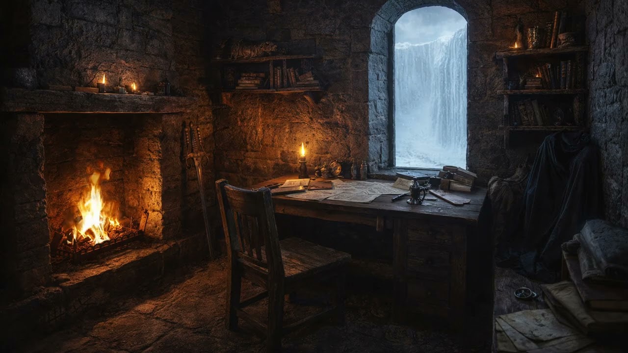 Studying at Castle Black | Game of Thrones Ambience | Fireplace and Snowy View of the Wall❄️🔥