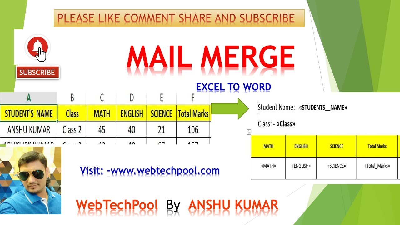 How to use the Mail Merge in Word to print letters by using the data from an Excel sheet? Mail merge