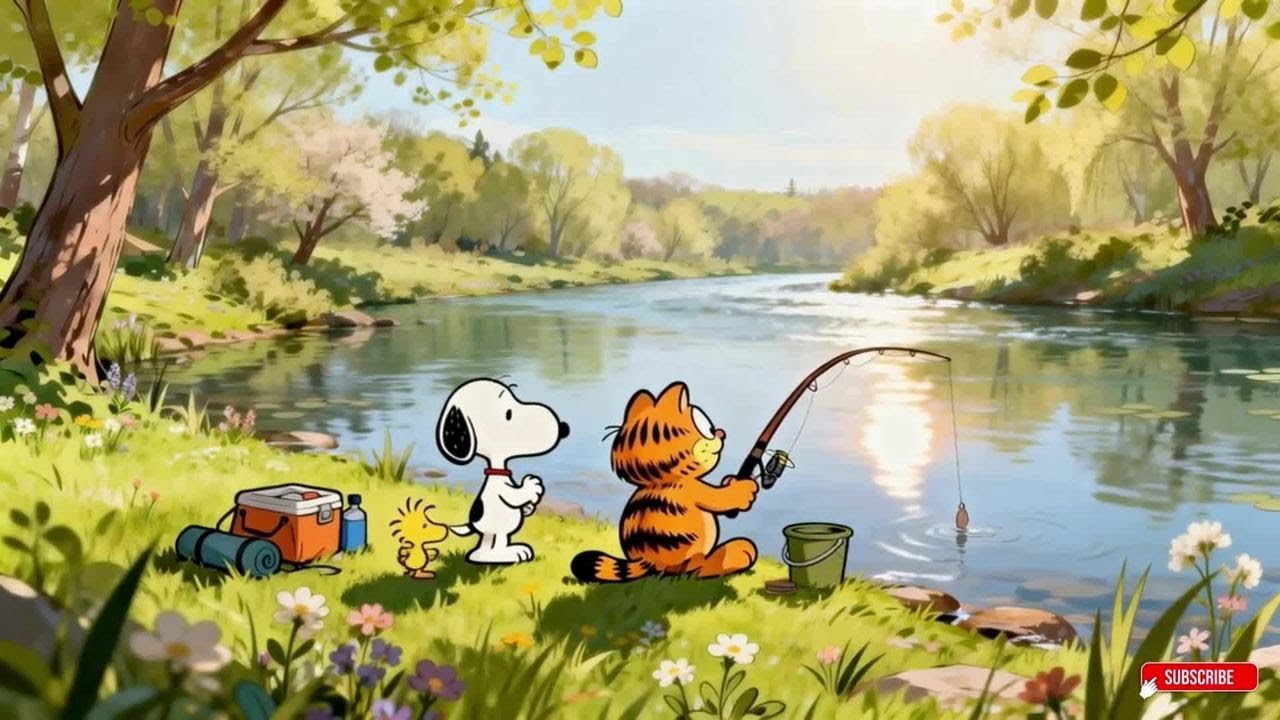 🏕️🌞 Snoopy & Garfield’s Camping Jazz Day 🎣🌊 Relaxing Jazz Music for Study, Reading & Sleep