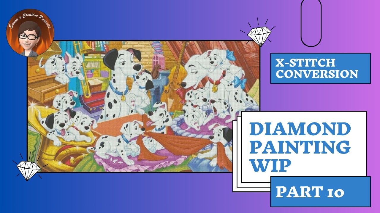 WIP - X Stitch 101 Dalmatians Part 005b Relaxing, ASMR, No Talking - Diamond Painting