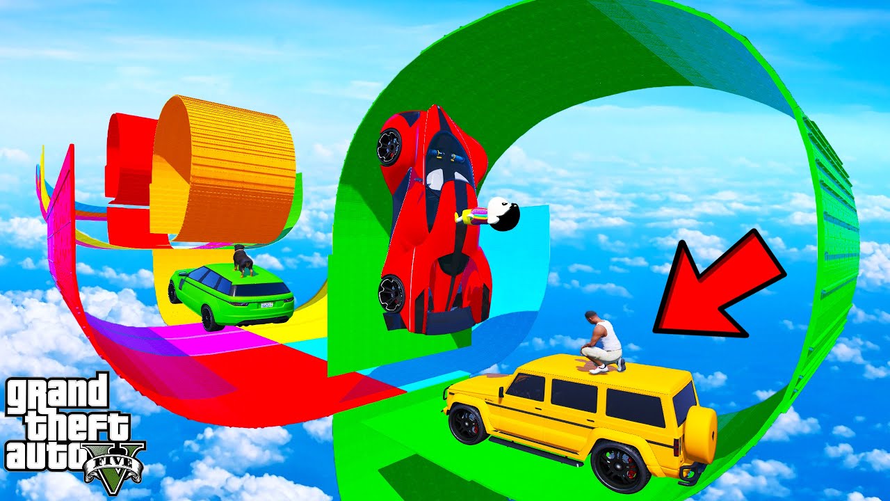 FRANKLIN TRIED IMPOSSIBLE MULTIPLE HUGE LOOPS MEGA RAMP PARKOUR CHALLENGE GTA 5 | SHINCHAN and CHOP