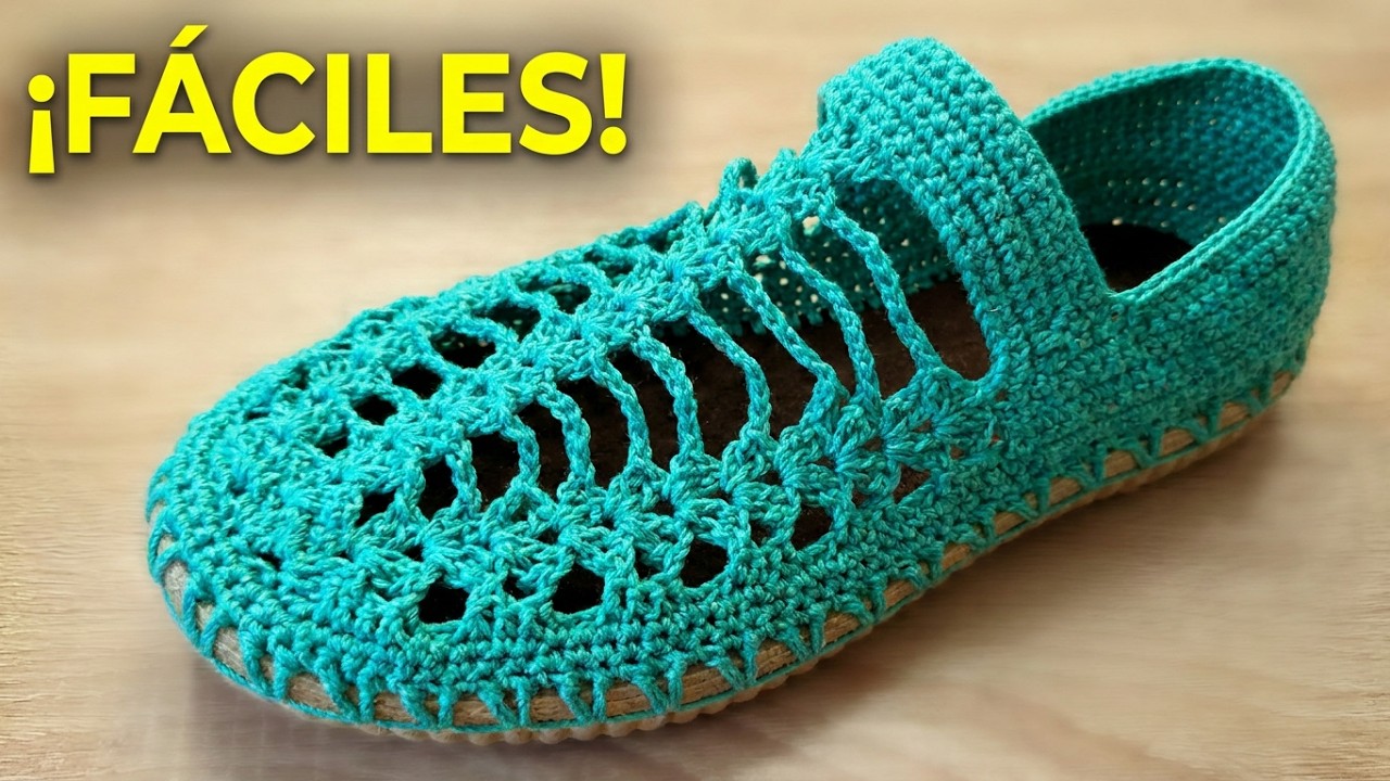 Zapatillas Tejidas a Crochet 🧶 | Puntada de Abanico Paso a Paso