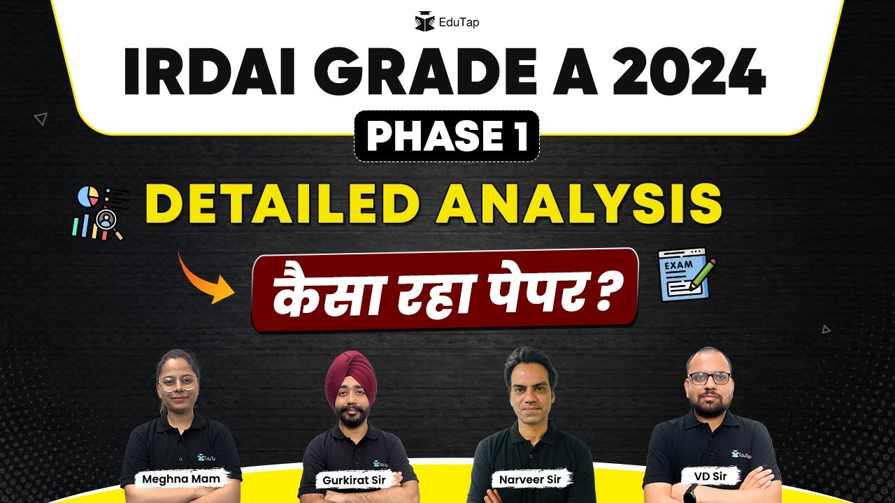 🔴IRDAI Grade A 2024 Phase 1 Detailed Analysis |IRDAI 2024 Answer Key | IRDAI Exam Questions |EduTap