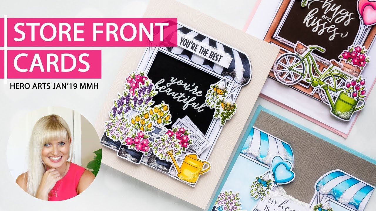 Hero Arts January 2019 My Monthly Hero Kit + Store Front Floral Cards