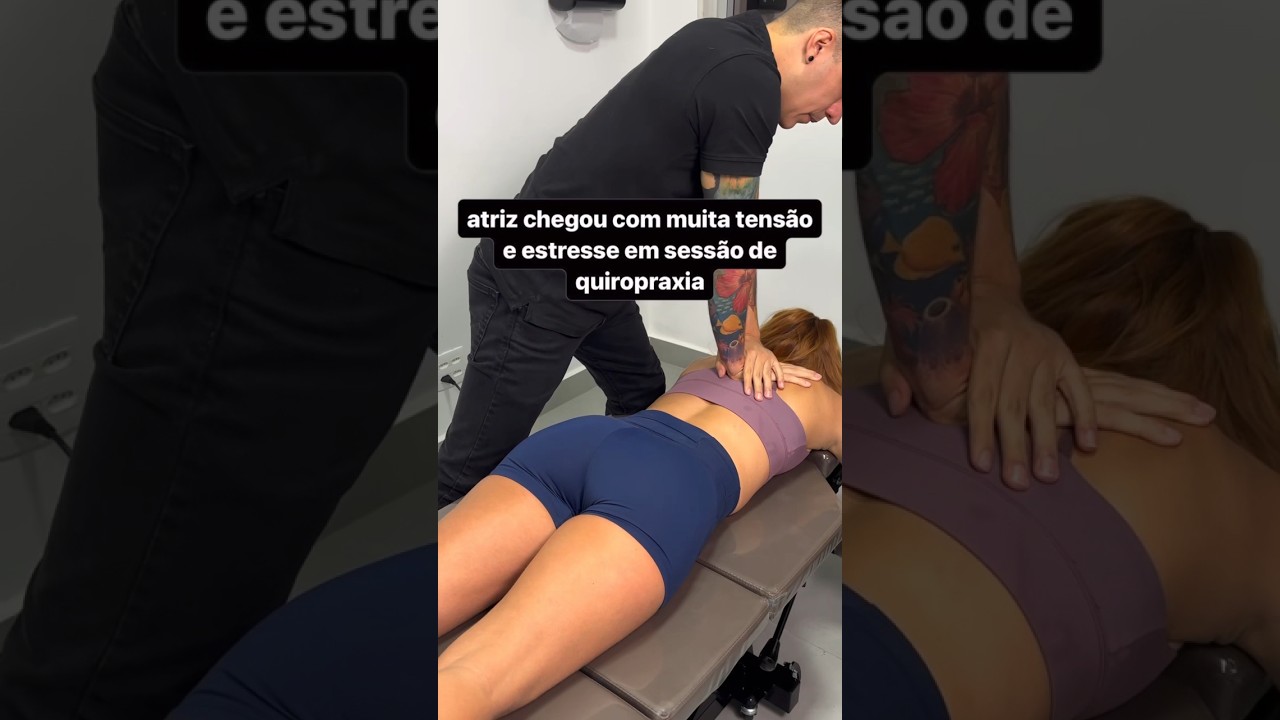 ATRIZ COM MUITA TENS&Atilde;O E ESTRESSE EM SESS&Atilde;O DE QUIROPRAXIA
