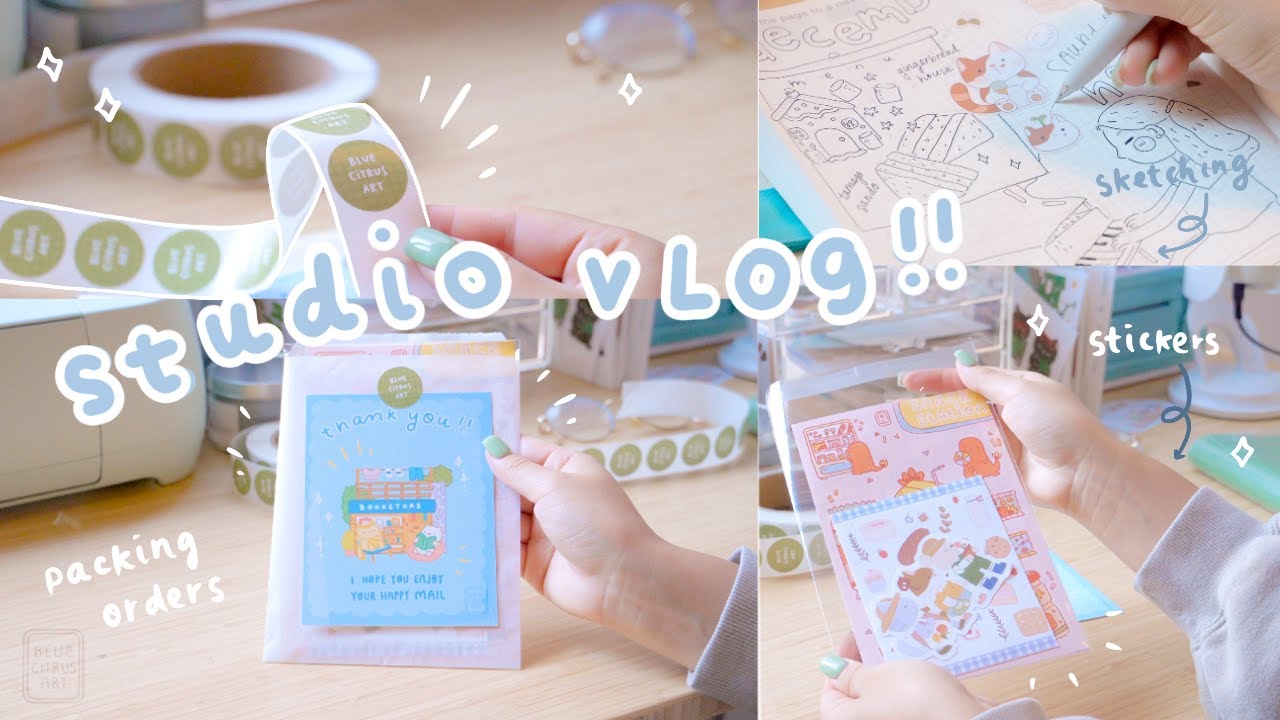 Studio Vlog ☁️✨ Packing Etsy Orders + Relaxing Sketching!!