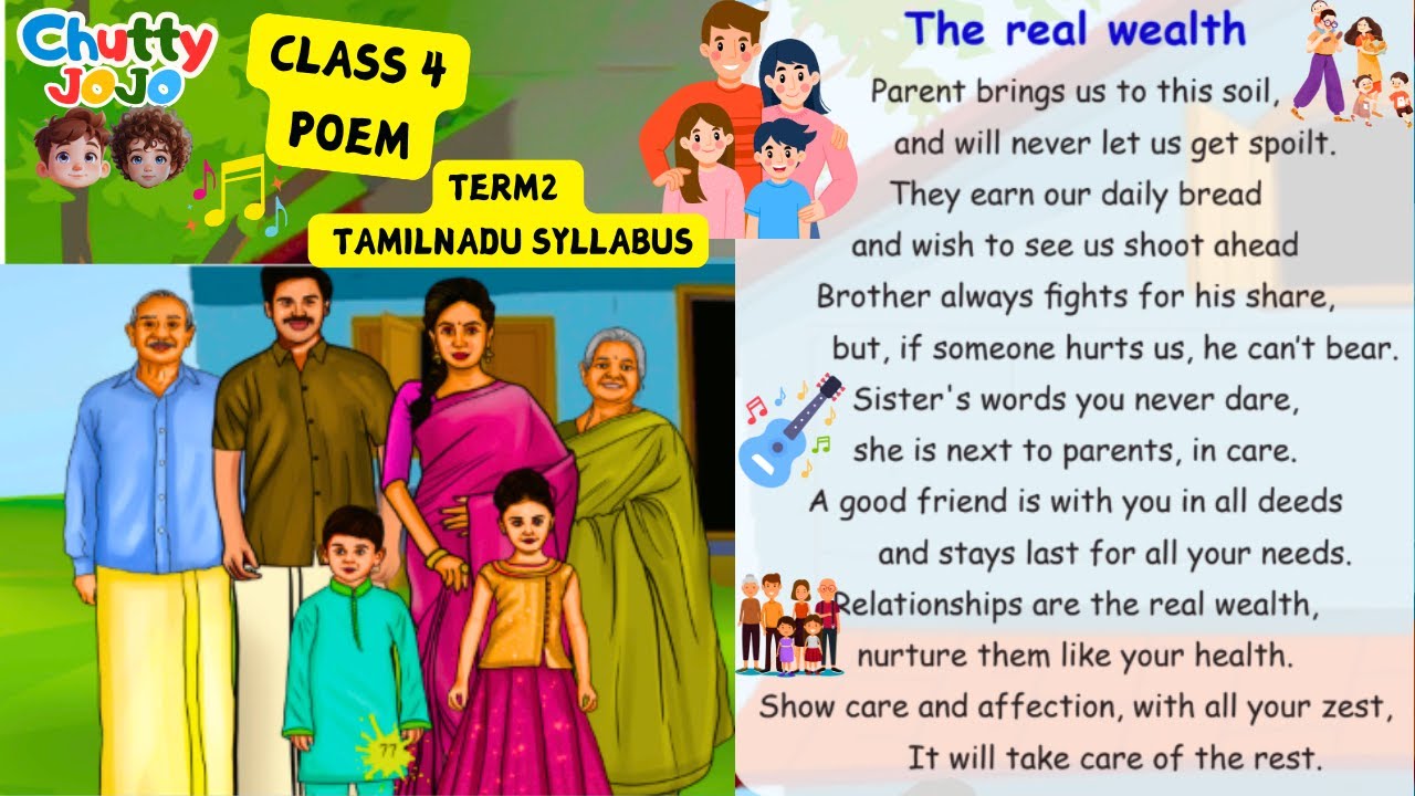 🎵Poem Song | The Real Wealth | Term2| 4th Std English | Tamil Nadu Syllabus | Chutty JOJO