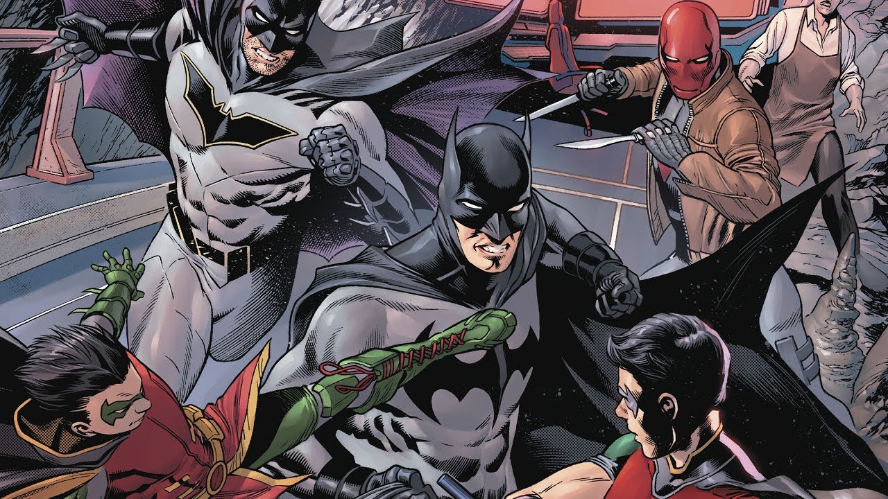 All the Robins come together for the first time to take down Batman.