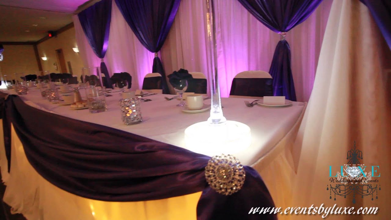 White and purple Wedding Decor by LUXE Weddings and Events