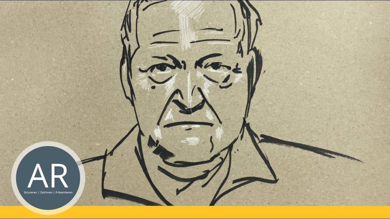 Minimalistische, realistische Portraits zeichnen. Gesichter zeichnen mit Edding. Porträt Zeichenkurs