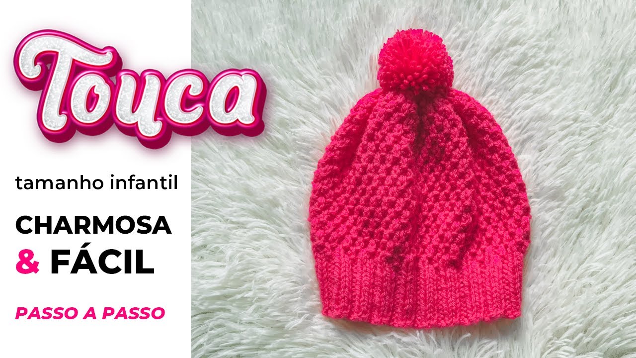 TOUCA INFANTIL EM TRICÔ | Passo a passo fácil para todos os tamanhos! Ponto arroz duplo 🧶