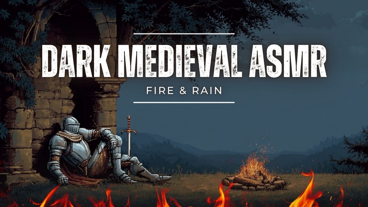 Dark Medieval Rain Ambience | Campfire ASMR and Game Background Music for Focus, Study & Deep Rest