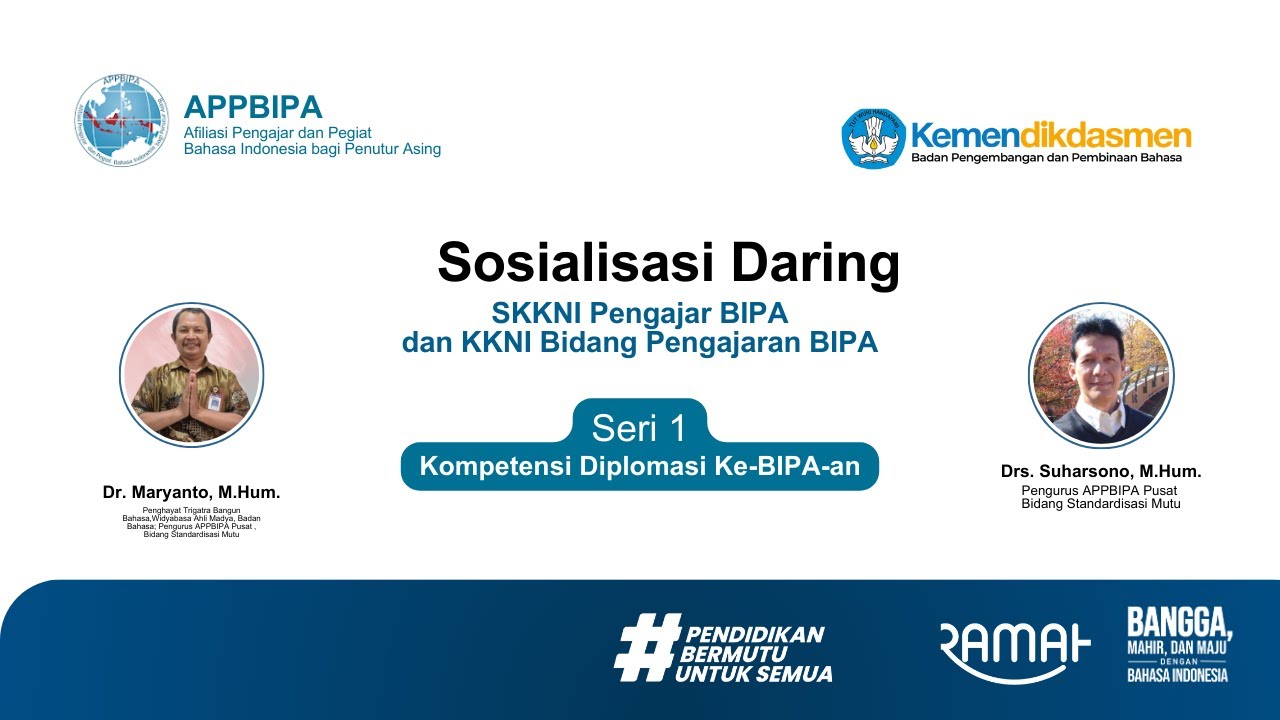 Sosialisasi SKKNI KKNI Pengajar BIPA Seri 1 (Sabtu, 7 Februari 2026)