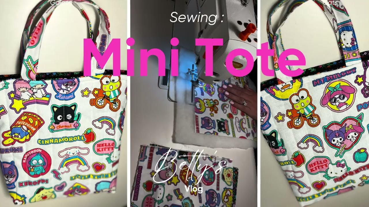 Make a Mini Tote with me, sewing vlog, easy sewing project, quilted mini tote, not a tutorial 