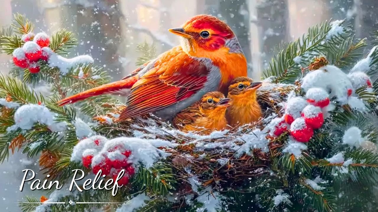 Winter Snow Serenity ❄️ Birds Chirping & Soothing Music to Calm Your Mind & Naturally Relieve Stress