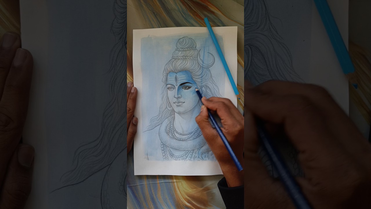 Lord Shiva drawing with colored pencils #trending  #shivratri  #pencildrawing #drawing #shorts